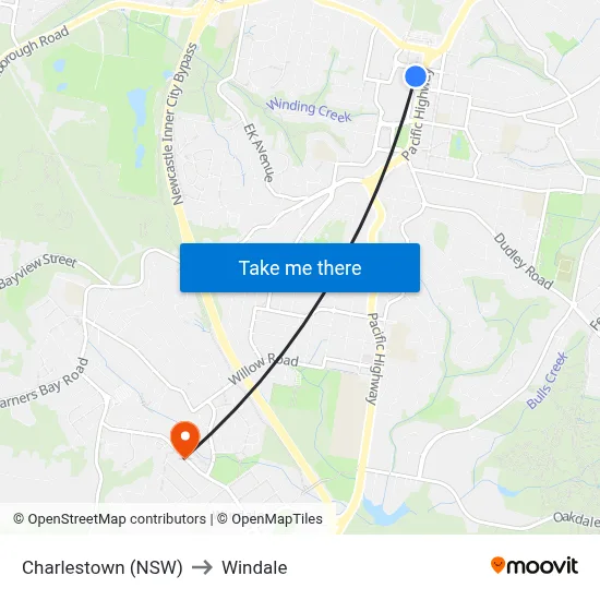 Charlestown (NSW) to Windale map