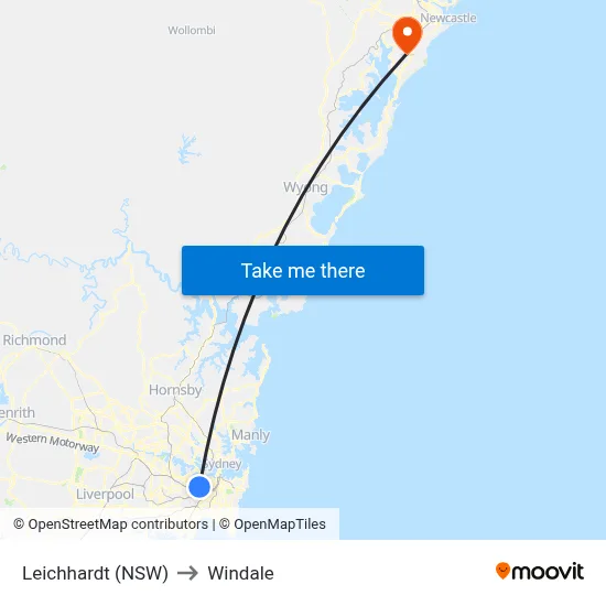 Leichhardt (NSW) to Windale map