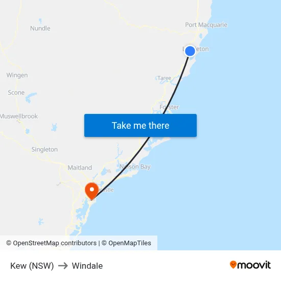 Kew (NSW) to Windale map