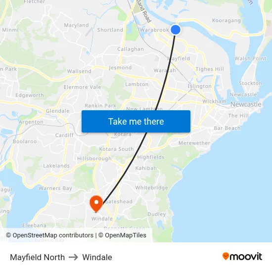 Mayfield North to Windale map