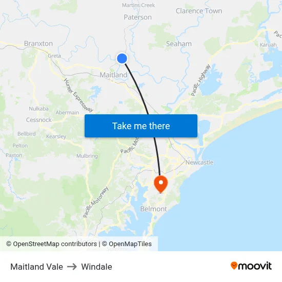 Maitland Vale to Windale map