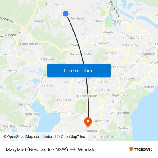 Maryland (Newcastle - NSW) to Windale map
