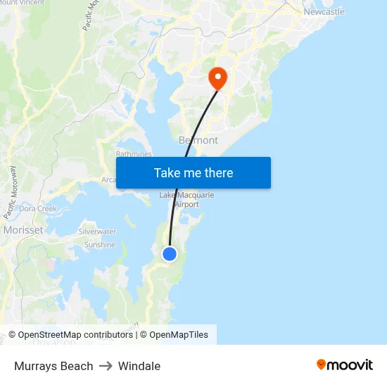 Murrays Beach to Windale map