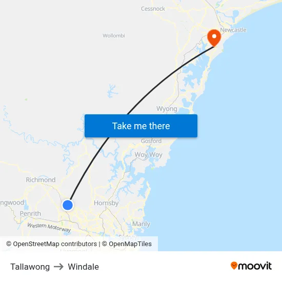 Tallawong to Windale map