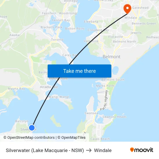 Silverwater (Lake Macquarie - NSW) to Windale map