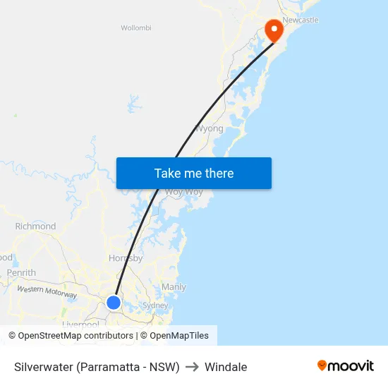 Silverwater (Parramatta - NSW) to Windale map