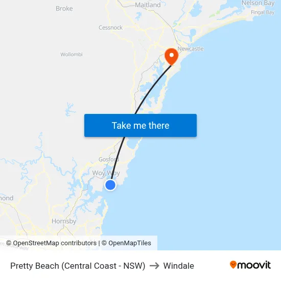 Pretty Beach (Central Coast - NSW) to Windale map