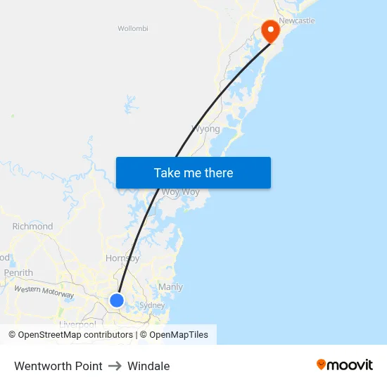 Wentworth Point to Windale map