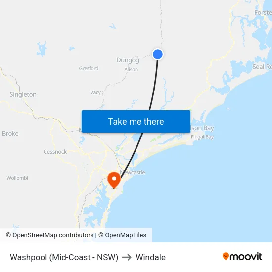 Washpool (Mid-Coast - NSW) to Windale map