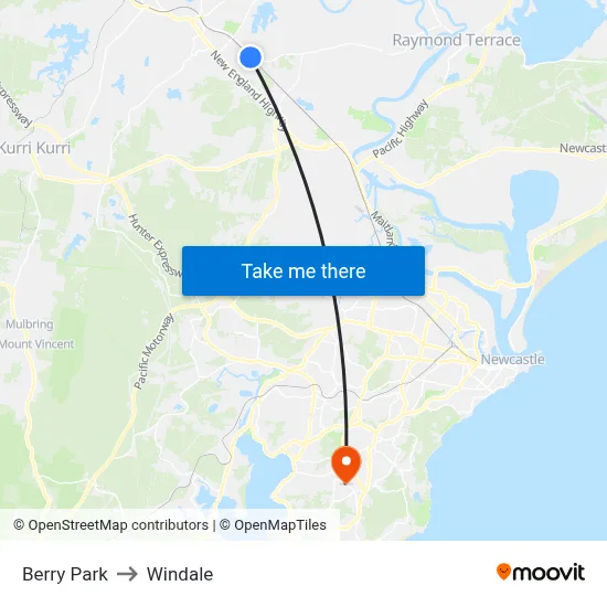 Berry Park to Windale map