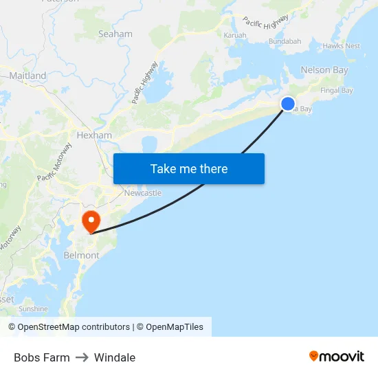 Bobs Farm to Windale map