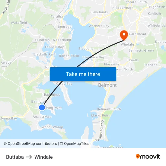 Buttaba to Windale map