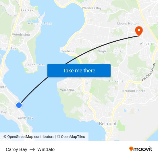 Carey Bay to Windale map