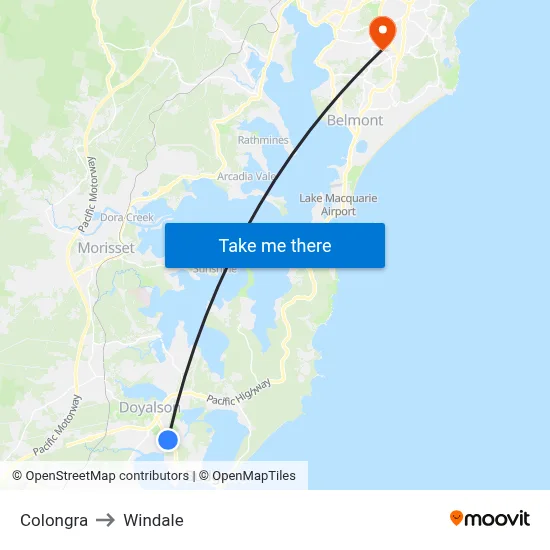 Colongra to Windale map