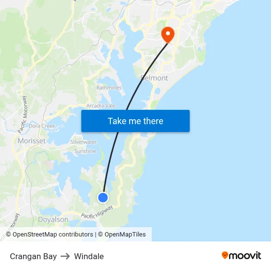 Crangan Bay to Windale map