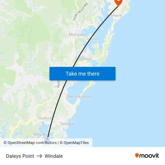 Daleys Point to Windale map