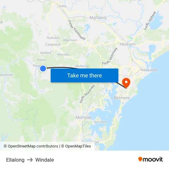 Ellalong to Windale map