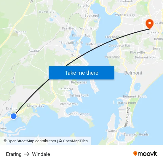 Eraring to Windale map