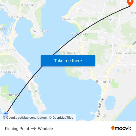 Fishing Point to Windale map