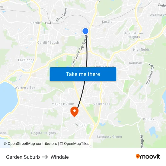 Garden Suburb to Windale map