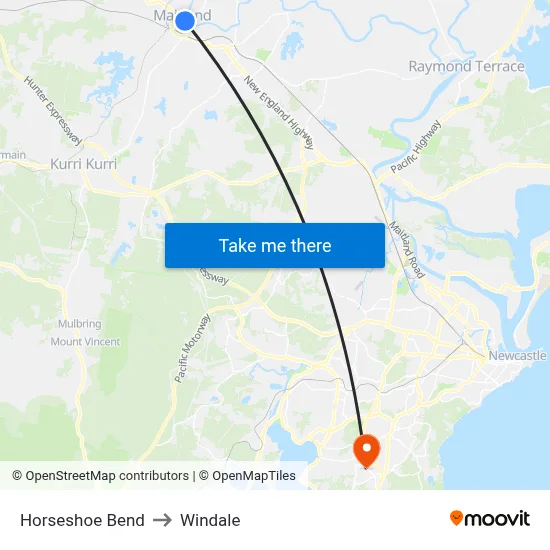 Horseshoe Bend to Windale map