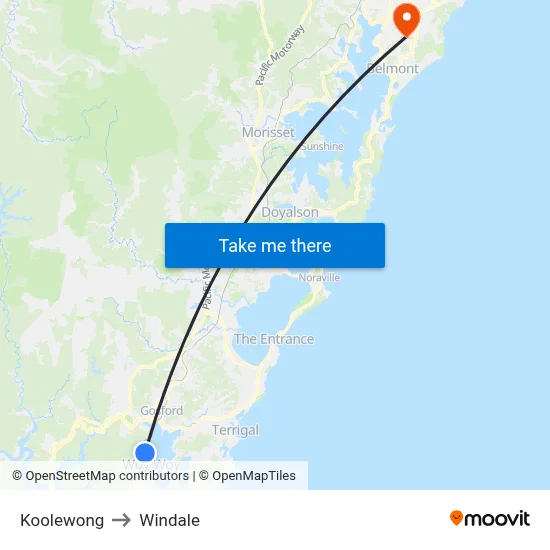 Koolewong to Windale map