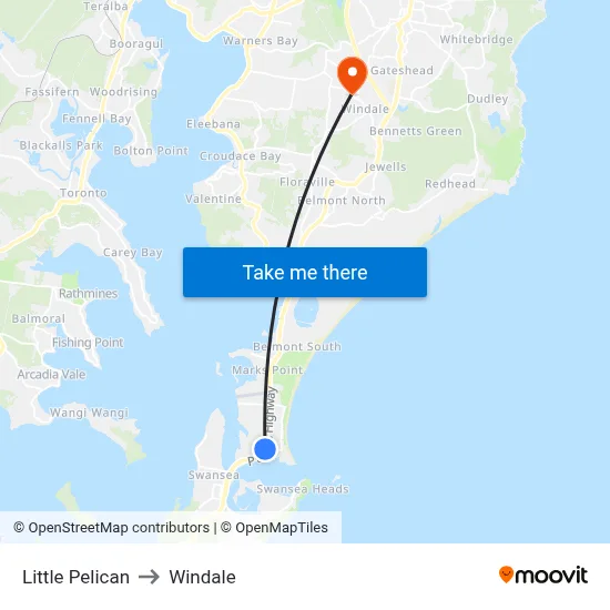 Little Pelican to Windale map