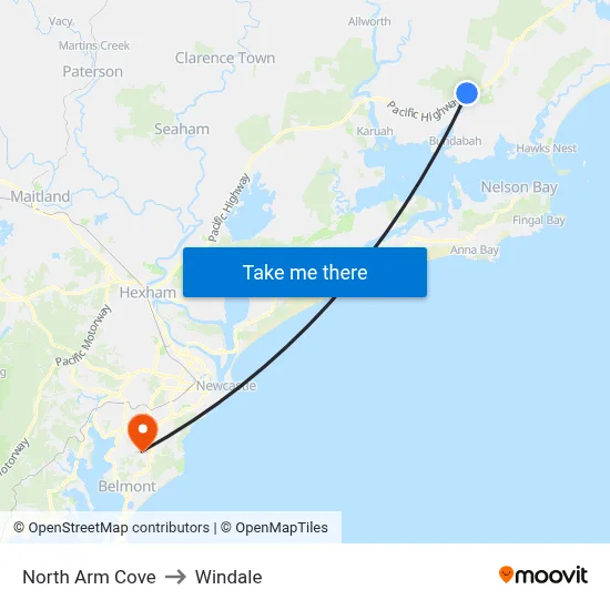 North Arm Cove to Windale map