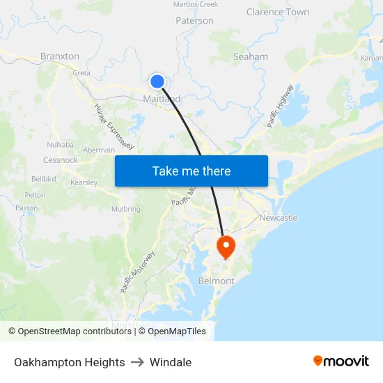 Oakhampton Heights to Windale map