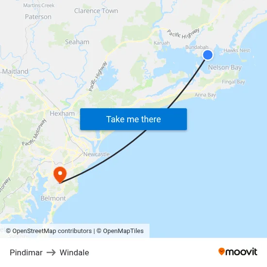 Pindimar to Windale map