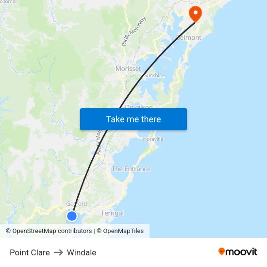 Point Clare to Windale map