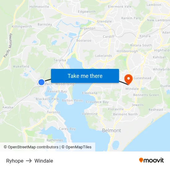 Ryhope to Windale map