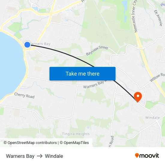 Warners Bay to Windale map