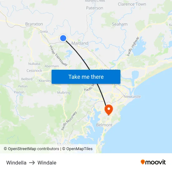 Windella to Windale map