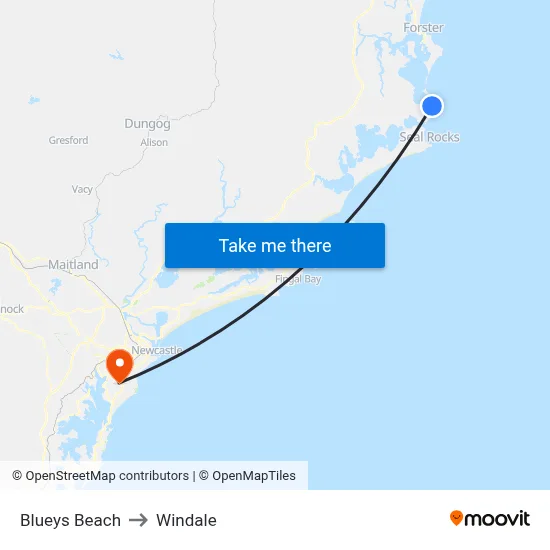 Blueys Beach to Windale map