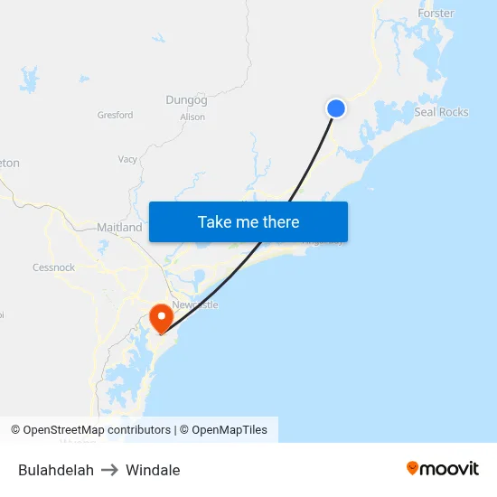 Bulahdelah to Windale map