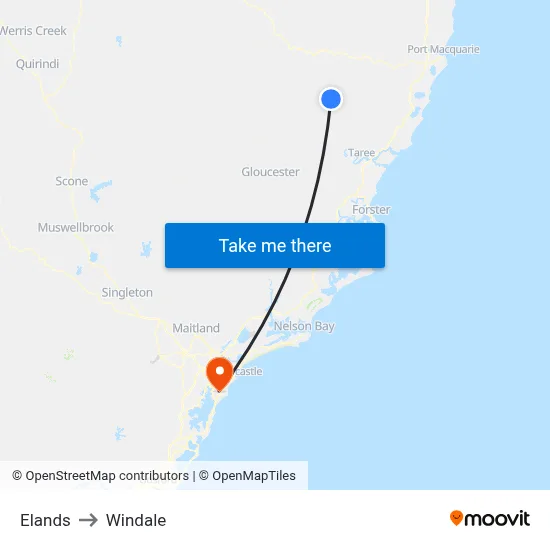 Elands to Windale map