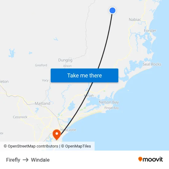 Firefly to Windale map