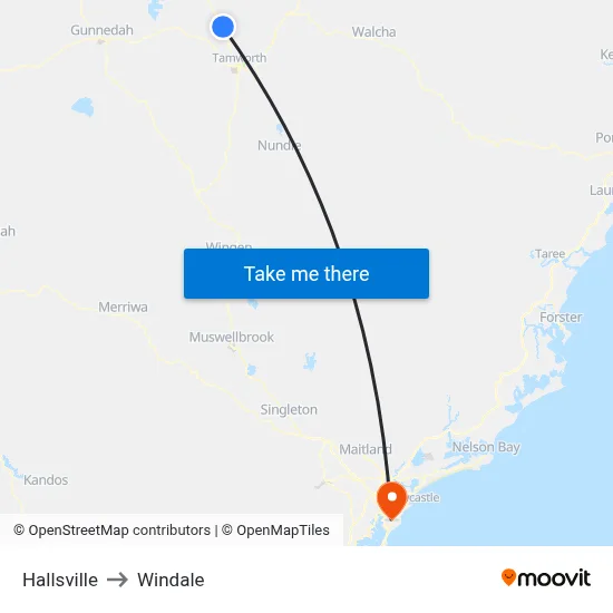 Hallsville to Windale map