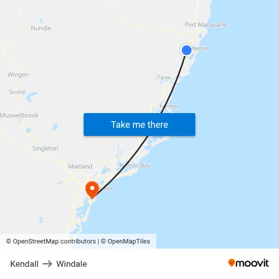 Kendall to Windale map