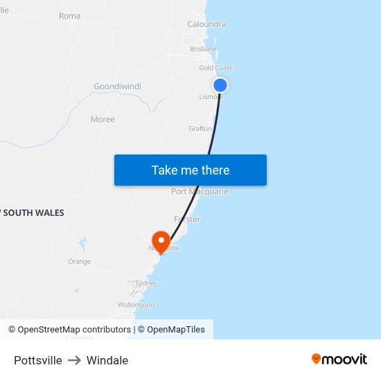 Pottsville to Windale map