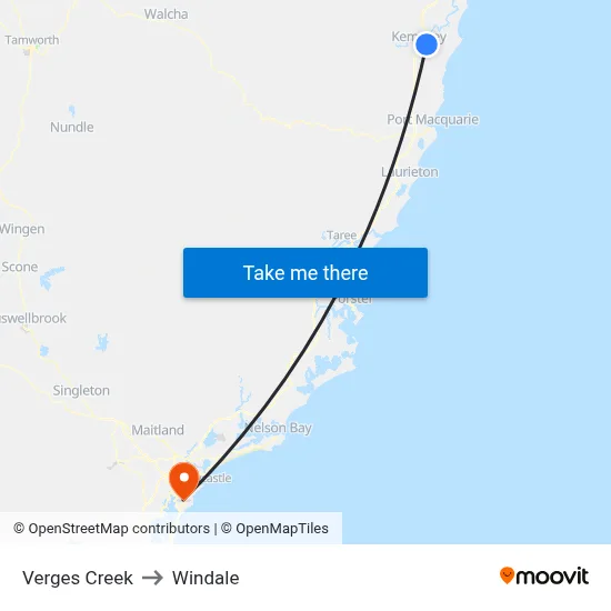Verges Creek to Windale map