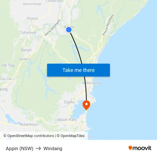 Appin (NSW) to Windang map