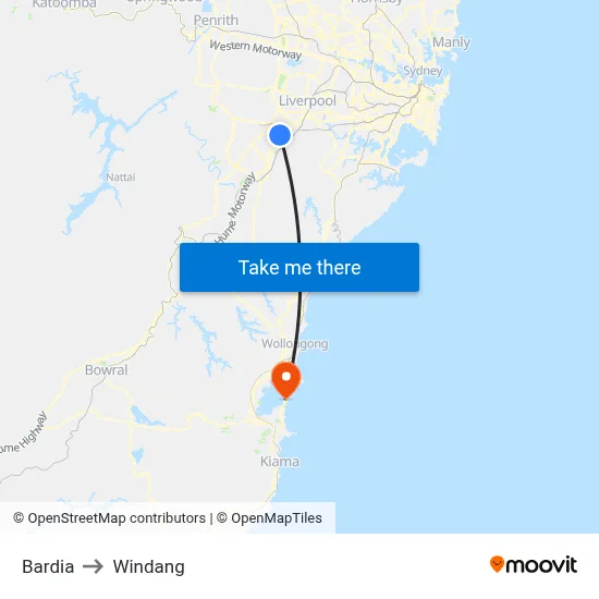 Bardia to Windang map