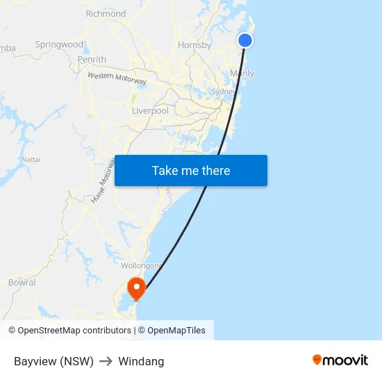 Bayview (NSW) to Windang map