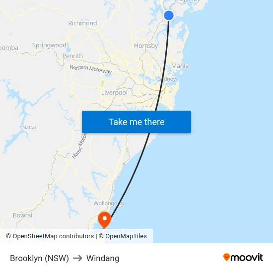 Brooklyn (NSW) to Windang map