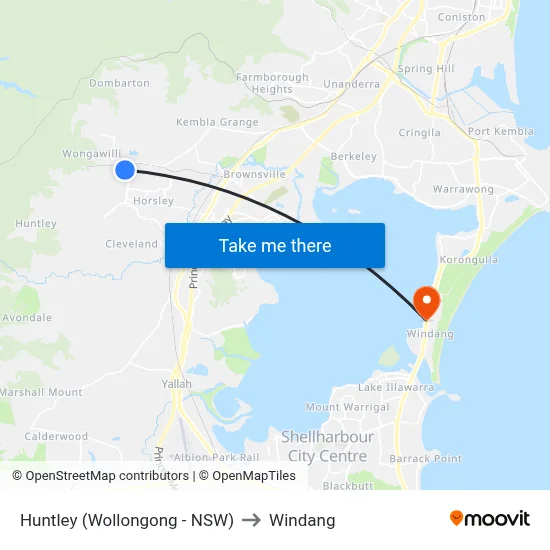 Huntley (Wollongong - NSW) to Windang map
