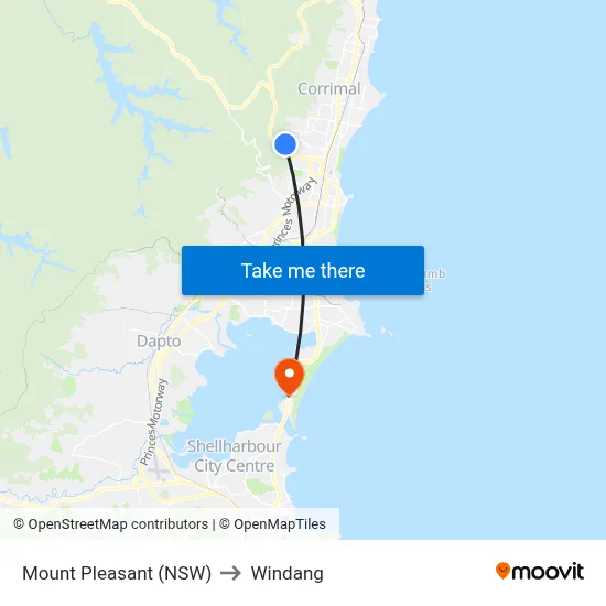 Mount Pleasant (NSW) to Windang map