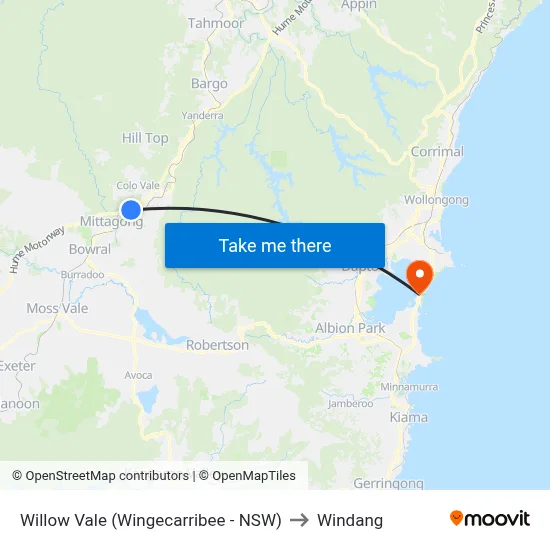 Willow Vale (Wingecarribee - NSW) to Windang map