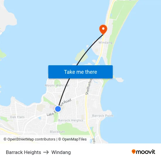 Barrack Heights to Windang map